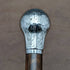 1921 British antique gentleman's walking stick, pure silver, round handle, 92cm